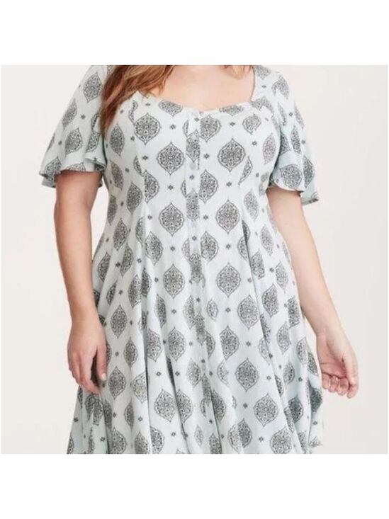 torrid Dresses & Skirts - 1
Torrid Medallion Print Button Front Skater Dress Mint Green Blue 2X